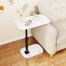 Adjustable Height Side Table, Modern Sofa & Bedside Table, Compact Laptop Snack Coffee Table, 2 Shapes & 2 Colours, 44.4–79.4 Cm - White - View 8
