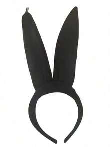 1pc Halloween Satin Personalized Holiday Party Rabbit Ear Headband, Suitable For Holiday Dress Up - Black - View 10