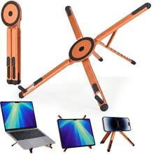 Magnetic Phone Stand, Aluminum Alloy Folding Adjustable Desktop Holder, 8-Position Multi-Angle Tablet Stand, Portable Universal Phone Holder Compatible With Iphone Smartphone Home Office Travel Live Streaming - View 1