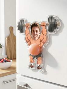 Custom "Muscular Physique" Photo Fridge Magnets - Fun Personalized Magnets Featuring Athlete Faces. These Custom Acrylic Photo Magnets Are Fun Gifts For Fitness Enthusiasts And Gym Rats - Perfect For Birthdays, Christmas Or Father's Day. - Multicolor - View 5