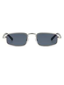 1 Pair Men's Silver Square Retro Small Frame Personalized Street Style Vacation Fashion Glasses - Silver - View 4