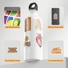 50Pcs Vintage Fall Aesthetics Scrapbook Stickers Pack Funny Autumn Book Reading Decoration Merch Fall Gifts Vinyl Waterproof Stickers For Water Bottle,Computer,Laptop,Phone,Luggage,Notebook,Fridge - Multicolor - View 5