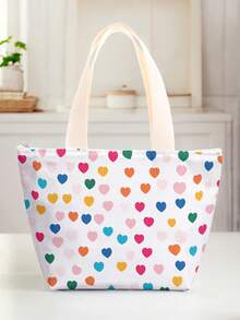 1Pc Pink Butterfly Love All-Over Print Lunch Tote Bag With Aluminum Foil Lining,Zipper Closure Insulated Cooler Handbag For Work School Picnic - Multicolor - View 9