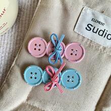 2pcs Korean Style Cute Button Hair Clips For Women, Colorful Bowknot Side Clips, Sweet Versatile Forehead Bangs Hair Clips, Daily Outing Photo Atmosphere Hair Accessories - Multicolor - View 8
