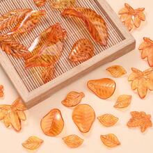 30g/Bag Fall Acrylic Leaf Beads, Orange Transparent Maple & Oak Leaf Charms For Thanksgiving DIY Crafts, Jewelry Making, Bracelets & Necklaces - Orange - View 6