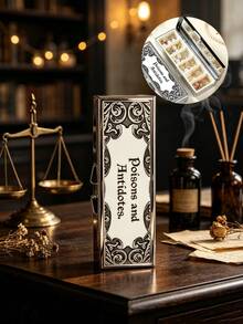 "Poisons And Antidotes" Printed Vintage European Style Pill Box, Portable Pill Dispenser, Precise 1-2 Pill Dispenser, Convenient Medicine Storage Box, Easy-To-Use Design, Plastic Material, Portable Travel Pill Box, Dispensing Box, Large Capacity Medicine Box, Back To School Gift, Mother's Day Gift, Halloween Gift - Multicolor - View 7