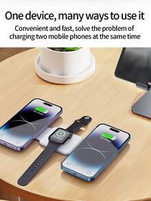 Portable Foldable 3 In 1 Magnetic Wireless Charging Pad, Multi Function Fast Wireless Charger Station For Smartphone, Smart Watch & Wireless Earbuds - Multicolor - View 5