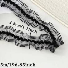 10m/5m/2m Cinta de encaje de poliéster con cola de pez de 2.8cm, cinta de adorno para costura de ropa, accesorios de costura - Elástico con ribete de seda de pescado - Ver 11