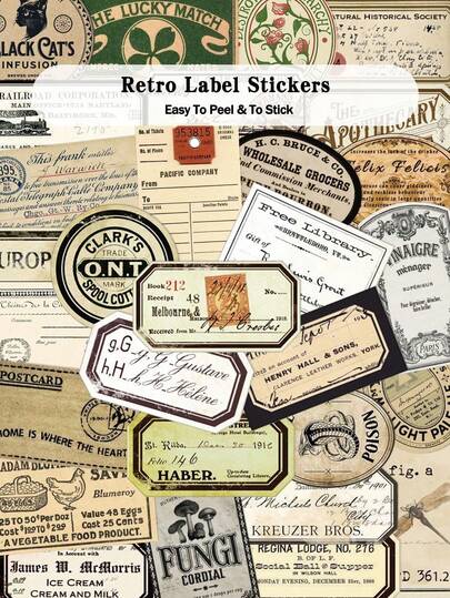 50pcs Retro Label Stickers For Adults Teens Sticker Enthusiasts Laptop Bags, Skateboards, Guitars, Scrapbooks, Classroom Decorations, Or As Gifts For Good Friends.