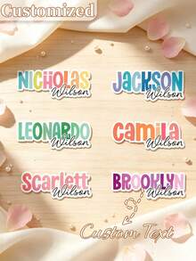 Custom Name Stickers, Personalized Stickers, Waterproof & Scratch-Resistant, Hollow Effect, Suitable For Cups, Personal Items, Lunch Boxes, Books, Computers, Phones, Coffee Mugs, Phone Cases, Ceramic Cups, Water Bottles - Multicolor - View 2