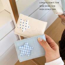 Cute Star Passport Holder And Mini Tri-Fold Card Wallet Set, PU Leather Travel Document Organizer With Card Slots, Women's Style - Multicolor - View 12
