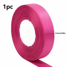 25 Yards/Roll Rose Red Ribbon Solid Color Glossy Fabric, Suitable For DIY Wedding Invitations, Bridal Bouquets, Gift Wrapping, Party Decorations And Sewing Crafts, Bridal Bouquet Accessories, Wedding Accessories - Rose Red - View 5