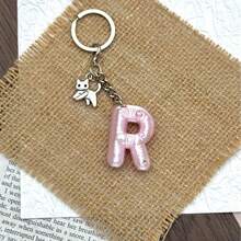 Cute 3D Bubble Letter Keychain, Bright Pink Y2K Preppy Style Initial Key Ring, Car Key Accessory And Personalized Bag Charm, Sweet Bright Pink Initial Key Ring, Cute Car Key And Bag Charm, Sweet Gift For Friends And Girls - Multicolor - View 15