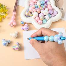 1 Set Colorful Triangle & Round Acrylic Bead Set With 16mm High-Reflective UV Beads, Suitable For DIY Jewelry Making, Handmade Accessories, Friendship Gifts, Home Decor, Small Item Decoration - 16mm Ball Chain Set - View 2