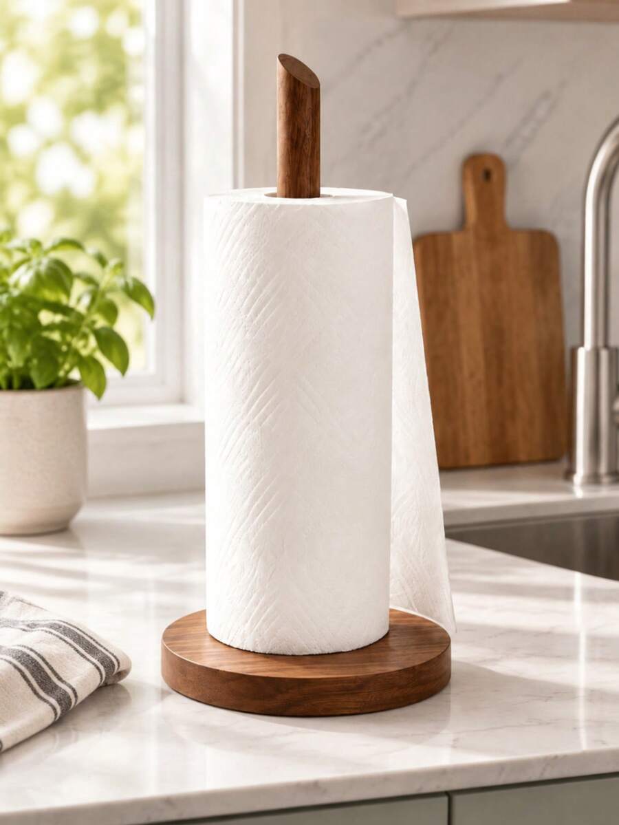 1pc Kitchen Paper Towel Holder, Vertical Desktop Paper Roll Rack, Suitable For Kitchen, Bathroom And Living Room, Convenient For Placing Paper Towels, Desktop Storage Rack, Home Storage Rack, Home Decor - Multicolor - View 1
