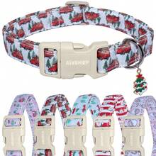 1pc Cartoon Christmas Tree Printed Collar, Soft Adjustable Dog Collar With Quick Release Safety Buckle, Adjustable Strap, Zinc Alloy DRing, Holiday Christmas Pet Collar For Small, Medium & Large Dogs And Cats, Festival Gift For Boy & Girl Pets - Green - View 4