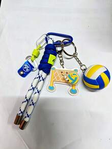 Sports Ball Woven Rope Keychain, Football Basketball Volleyball Badminton Pendant, Backpack Charm Small Gift, Back To School Season Halloween Interactive Small Gift, Suitable For Backpack Charm, Daily Bag Decoration, Holiday Party Gift, Women's Keychain, Car Keychain, Keychain Making Material, Men's Keychain, Backpack Charm Keychain, Keychain Pendant, Keychain Coin Purse, Bulk Keychain, Keychain Set, Keychain Accessories - Multicolor - View 8