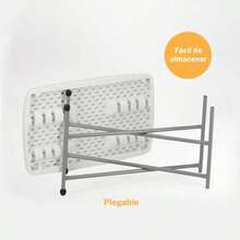 Mesa de Servicio Plegable 76 x 49 cm con Altura Ajustable en 8 Niveles, Mesa Auxiliar Multiusos Resistente para Hogar, Jardín, Lavandería y Escritorio - Blanco - Ver 5