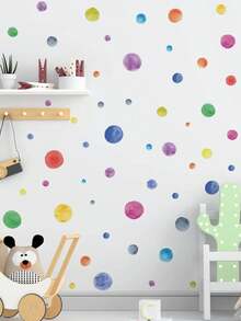 4pcs PVC Wall Stickers, Modern Polka Dot Pattern Wall Decals, Stickers, Home Decor, Spring Decoration Project Refresh Your Home, Holiday Decoration Stickers Gift Birthday Graduation - Multicolor - View 4
