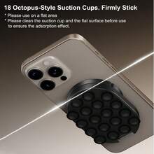 Magnetic Phone Holder, Suction Cup Phone Mount, 360° Rotatable, Foldable, Strong Magnet, Vacuum Suction, Dual Function, Compatible With Magsafe, Portable, Adjustable Angle, Hands-Free, Reusable, Washable, Anti-Slip, Universal Compatibility - Black - View 3
