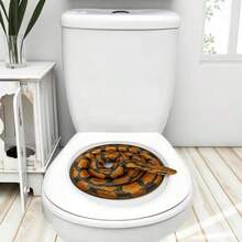 1pc Toilet Lid Snake Pattern Halloween Prank Decorative Sticker, Suitable For Toilet Lid Decoration - A - View 4