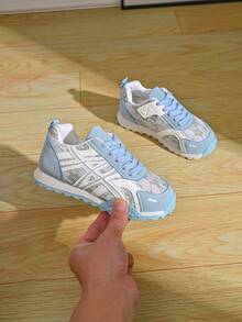 Girls' Lace Mesh Athletic Shoes, Hook And Loop Lightweight Sneakers, Breathable Soft Sole Casual Shoes For Spring And Autumn - Blue - View 6