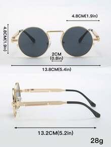 1 Pasang Kacamata Fashion Steampunk Bulat Logam Pria, Desain Kaki Pegas, Hadiah Wajib untuk Pacar, Aksesori Bingkai Logam Retro untuk Gaya Jalanan - MultiWarna - View 5
