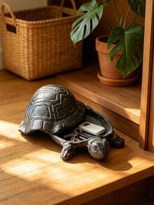 1pc Black Turtle Shaped Hidden Key Storage Box, Decorative Lidded Storage Box For Keys And Small Items, Modern Animal Sculpture, Suitable For Entryway, Living Room, Office, Patio And Garden Decor - A - View 6