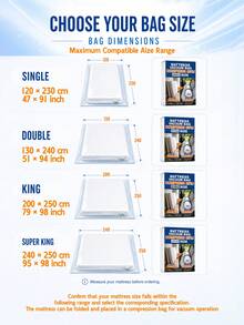 Moving & Storage Vacuum Storage Bag For Mattress, Extra Large Double Memory Foam Latex Spring Mattress Cover, With 4500Pa 1500mAh USB Rechargeable Electric Pump, Sealable Compression Protection Bag, Suitable For Self-Storage & Returns, Space-Saving - View 6
