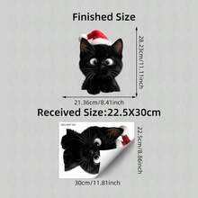 BRUP 1PC Cute Peeking Cat Christmas Static Window Stickers,Tabby Cat With Santa Hat Electrostatic Glass Clings,Xmas Holiday Decor For Home, Shop And Window - Multicolor - View 14