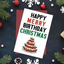 OBOVAY 1 buah Kartu Ucapan Selamat Ulang Tahun dengan Amplop - Kartu Ulang Tahun Desember yang Lucu, Kartu Natal untuk Teman dan Keluarga, Kartu Perayaan Ulang Tahun, Hadiah Natal dan Ulang Tahun - A - View 1