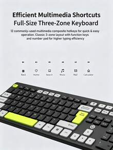 ASUS BK10 Wireless Keyboard and Mouse Combo, menampilkan tombol senyap bergaya chiclet, 108 tombol ukuran penuh, cocok untuk penggunaan di kantor, rumah, desktop, dan laptop. - View 6