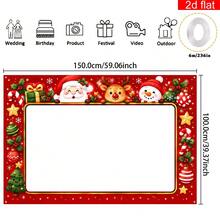 1PC 2D Flat Christmas Fun Photo Frame Party Banner – Santa, Reindeer, Snowman & Tree Cut‑Out Photo Design. Perfect Christmas Party Photo Check‑In Prop. Polyester. - View 6