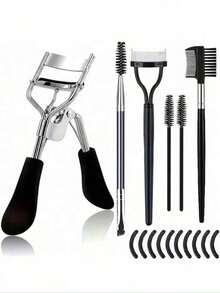 Portable Eyelash Curler With Silicone Pad, 2pcs Black Eyelash Curler With Comb, For Curling And Shaping, No Damage To Eyelashes, Eyelash Lift, Big Eye Effect, Suitable For Daily Makeup And Curling Eyelashes - Black - View 4