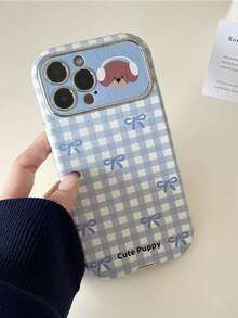 1件簡約Ins情侶格紋手機殼，適用於Apple 17 Pro Max、16 Pro、13、14 Pro、15 Pro，全包皮革防震軟殼 - 彩色 - 查看 2