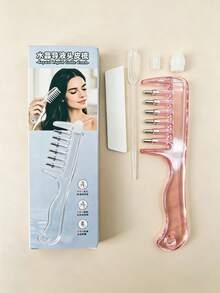 Pink/Transparent Roller Ball Scalp Oil Applicator Comb, Scalp Oil Dispensing Hairbrush, For Home, Travel, Salon And Daily Use. Essential Oil Hair Care Comb. Comb + Dropper, Scalp Massage Comb, 6 Roller Balls, Reusable Refillable. Liquid Essence Quickly Delivered To Hair Roots - Multicolor - View 14