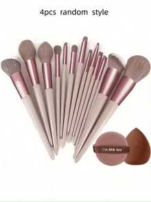 Brown Makeup Brush Set With Makeup Sponge, Eyeshadow, Foundation, BB Cream, Concealer, Blush, Powder, Mixed Beauty Soft Comprehensive Makeup Tools For Women - Brown - View 12