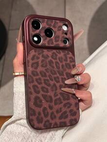 奢華亮片豹紋鏡頭保護手機殼，適用於 iPhone 18 Pro Max 17 Pro Max 16 15 14 Pro Max 13，時尚創意時尚後蓋 - 櫻桃紅 - 查看 3