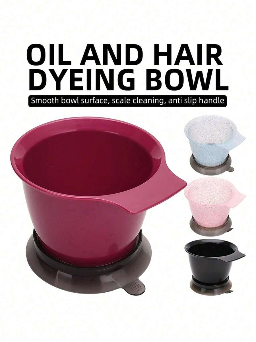 3pcs Professional Hair Dye Bowl, Plastic Hair Coloring Mixing Bowl With Anti-Slip Base & Handle, Salon Hair Bleach Tint Mix Bowl For Hairdressing - Multicolor - View 1
