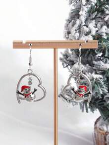 1 Pair Christmas Design Sweet Cute Hollow Red Christmas Hat, Snowman, Snowflake Women's Earrings - Multicolor - View 4