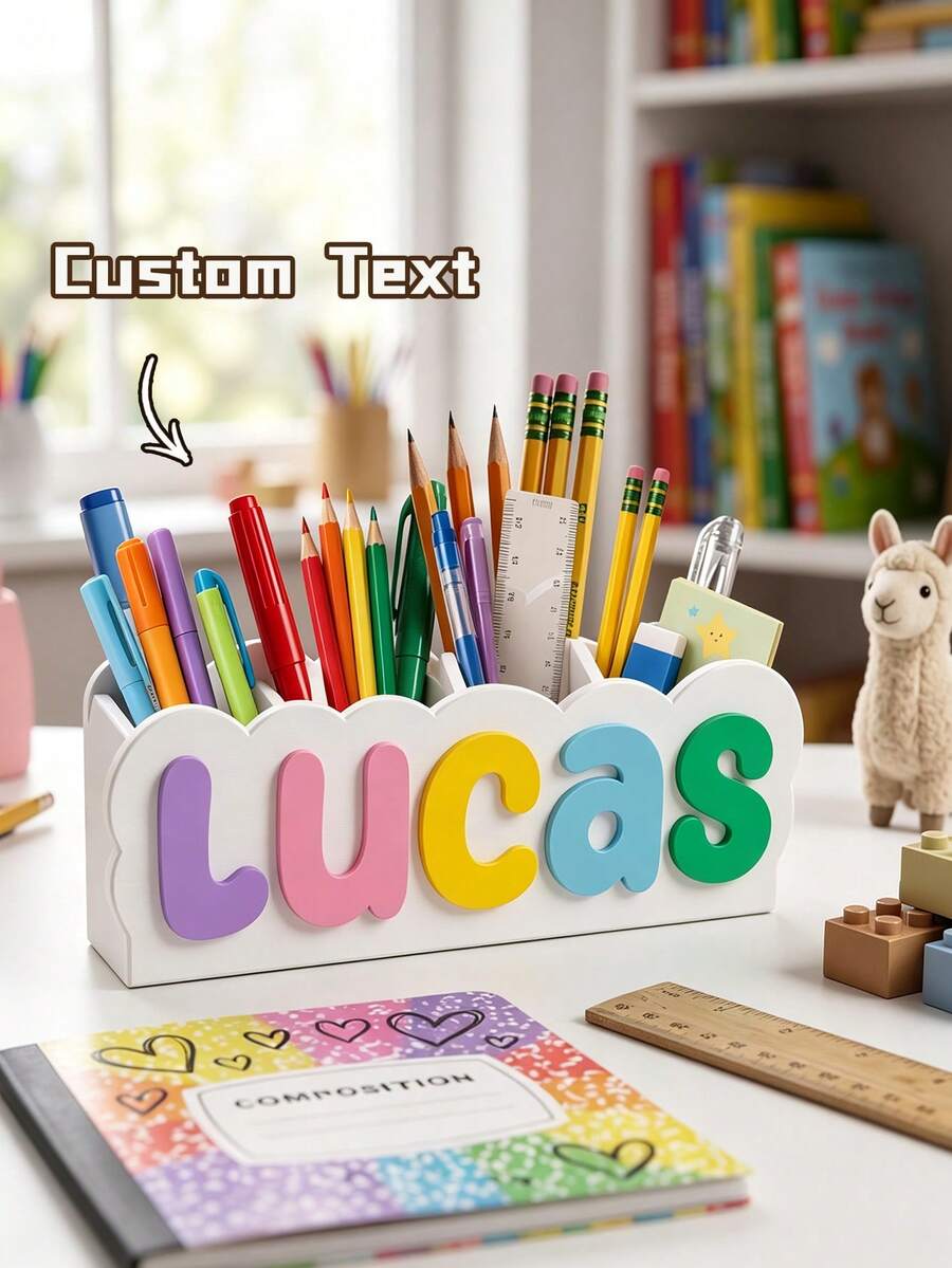 Personalized 3D Name Desktop Storage Box, Children's Pencil Holder, Back To School Decoration - Multicolor - View 1