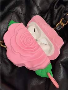 Niche Cute Pink Rose Soft Silicone Protective Case For AirPods 5th Gen, 4th Gen, Pro 3rd Gen, Bluetooth 1/2/3, Pro 2nd Gen, Pro 3rd Gen, Anti-Drop Cover For Women - Multicolor - View 3