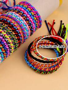 10/15 Buah Gelang Persahabatan Anyaman Tangan Warna Campuran Gaya Boho yang Dapat Diatur, Perhiasan Pergelangan Tangan Tali Anyaman Kasual, Hadiah untuk Anak-anak, Remaja Perempuan & Teman-teman - Tali Persahabatan Gaya 3 - View 8