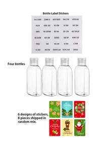 Christmas 3.4oz/100ml Clear Dispenser Bottle, Refillable Bottle, Liquid Lotion Packaging Bottle, With Exquisite Christmas Pattern, Storage Bag, Hand Soap Skincare Perfume Essential Oil Bottle. Holiday Party Gift Packaging Bottle. - Multicolor - View 12