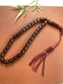 1pc 33-Bead Multicolor Resin Straight-Cut Barrel Beads Tasbih Prayer Beads, Faux Jade Texture, Handmade Woven Tassel, Handheld Prayer Beads For Worship And Prayer - Multicolor - View 5