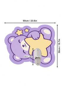 1pc Bear Hugging Star Shaped Area Rug, Lilac Butter Yellow Pastel Novelty Floor Mat, Soft Plush Character Shape Design, Lands Foot Of The Bed, One For New Parents, Warms A Cold Nursery Floor, Kids Room Refresh - Purple - View 12