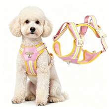Dog Harness Pet No-Pull Harness With Leash Set, Adjustable Reflective No-Choke Puppy Harness, Suitable For Small And Medium Dogs And Cats Walking Training, Pet Chest Harness Set (Suitable For Schnauzer, French Bulldog, Poodle, Bichon Frise, Papillon, Shiba Inu, Etc.) - Multicolor - View 1