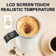 RAF 304 Stainless Steel Automatic Stirring Coffee Mug With Temperature Display, USB Rechargeable 200mAh Battery, ABS Material 12.98oz Large Capacity, Magnetic Stirrer - Portable For Home/Office Use, Ideal Holiday Gift - Multicolor - View 5