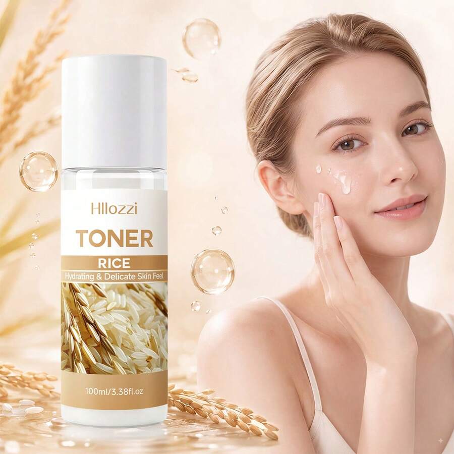 Hllozzi 100ml Rice Toner-Formulated With Rice Extract, Niacinamide, And Aloe Vera Extract. It Deeply Hydrates And Moisturizes, Brightens The Complexion, And Improves Dullness. Suitable For Daily Skincare And The Autumn/Winter Season; Christmas Gift. - 100ml Rice Toner - View 1
