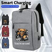 A Cool Print Backpack, "You're So Cool" Text Print, Multi-Color Options, Campus Backpack, Office Commute Laptop Bag, Minimalist Backpack For Campus And Travel, Unisex, All Season - Backpack - View 8